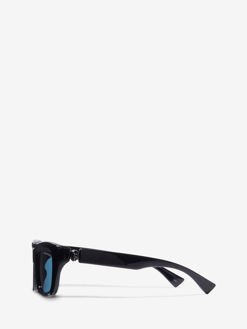 Men's Floating Skull Rectangular Sunglasses in Black/blue 3