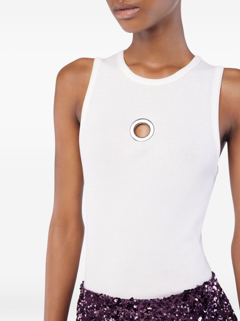eyelet-detail ribbed tank top - 5