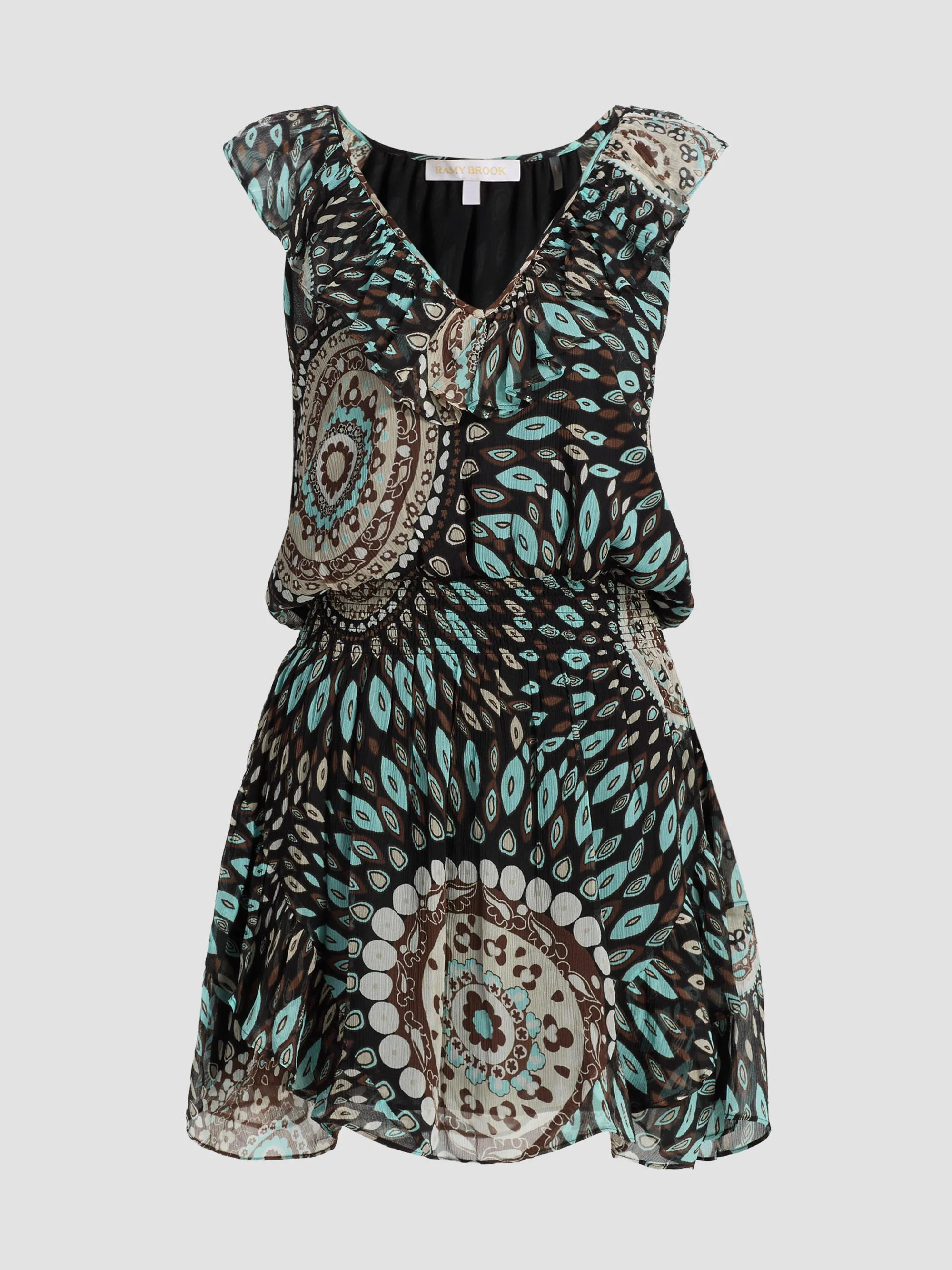 Women's Morgan Printed Silk A-Line Mini Dress - Multi Medallion - 1
