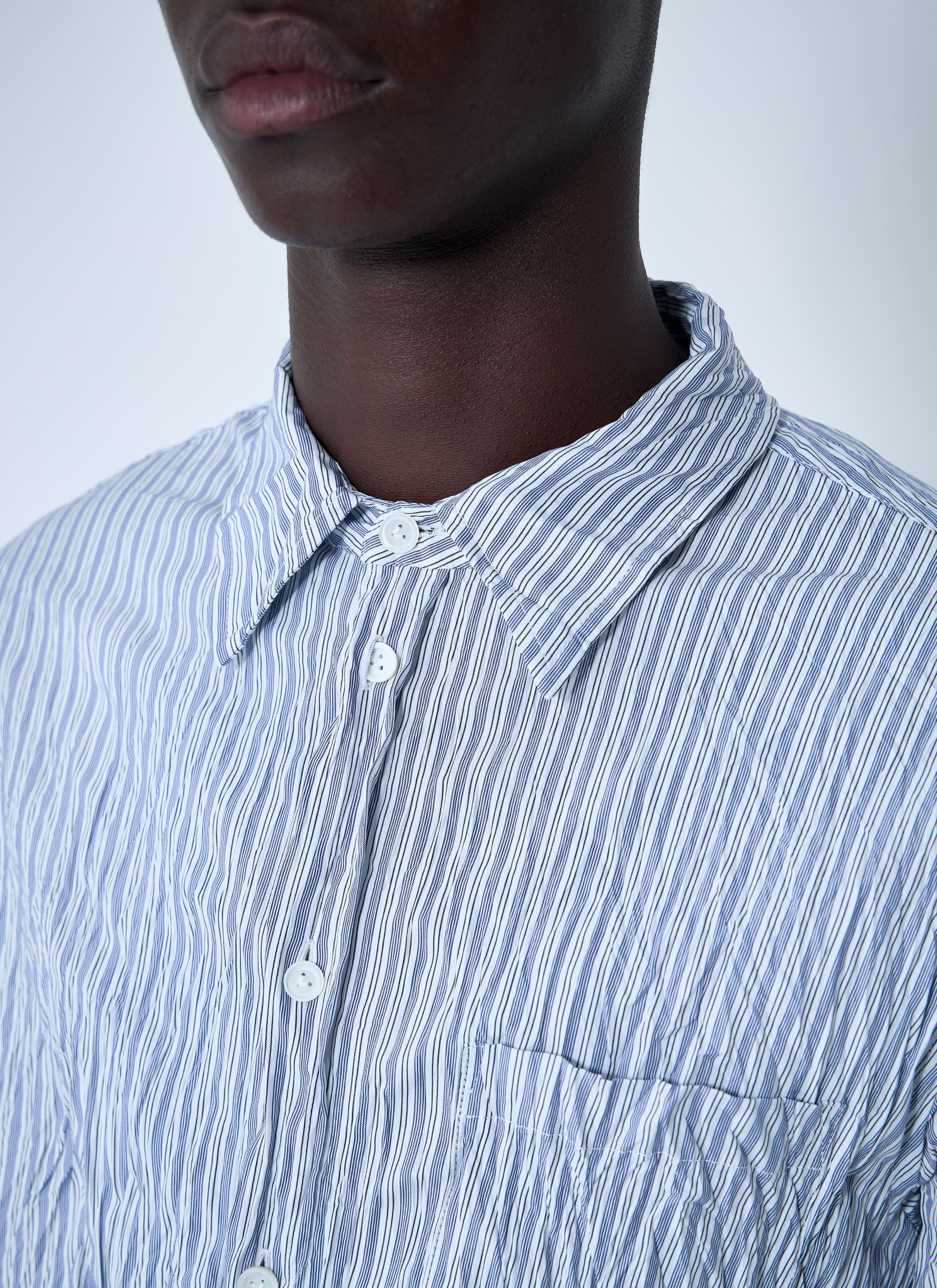 Cruched Cotton Stripe Shirt - 5