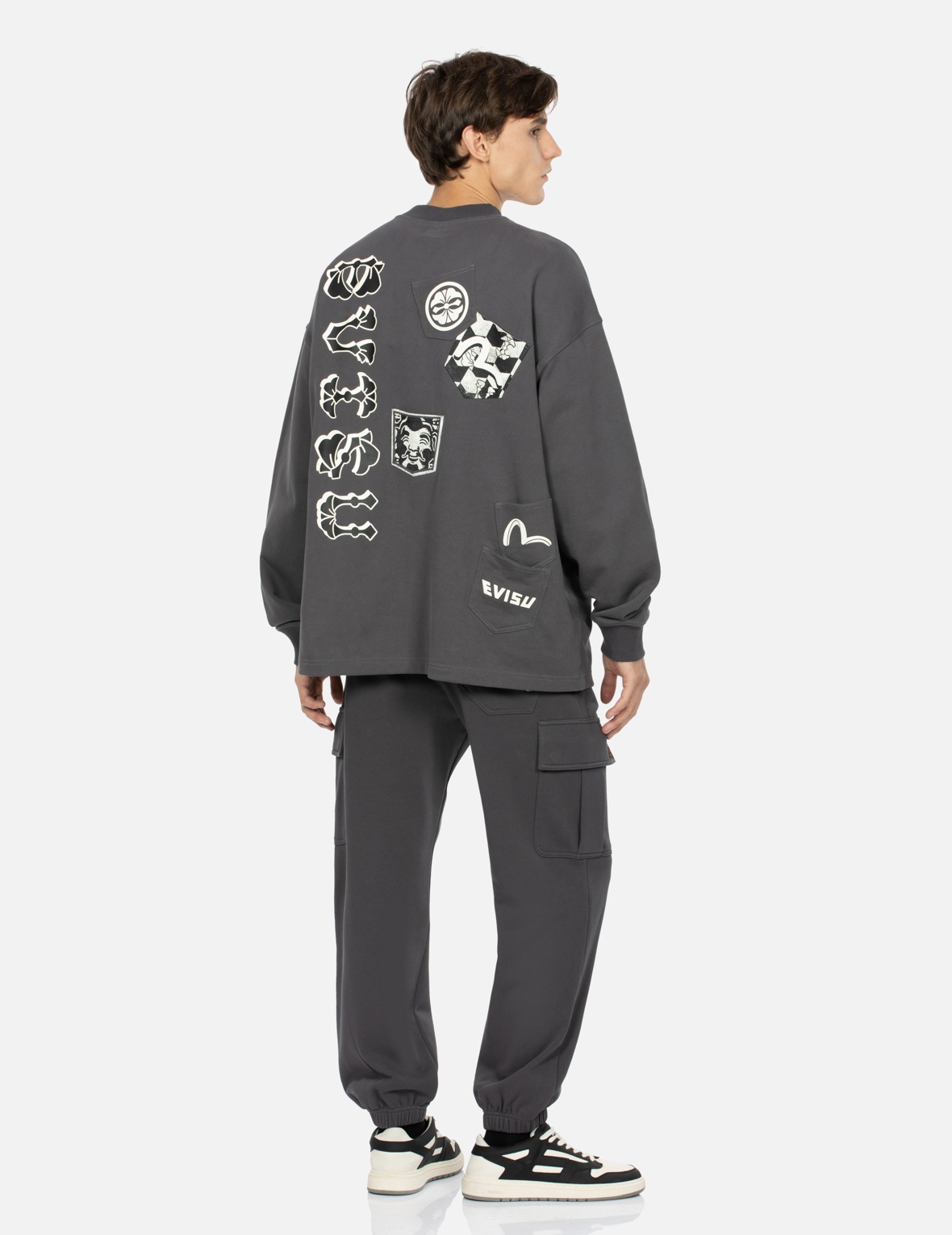 LOGO PRINT STRAIGHT FIT CARGO SWEATPANTS - 3