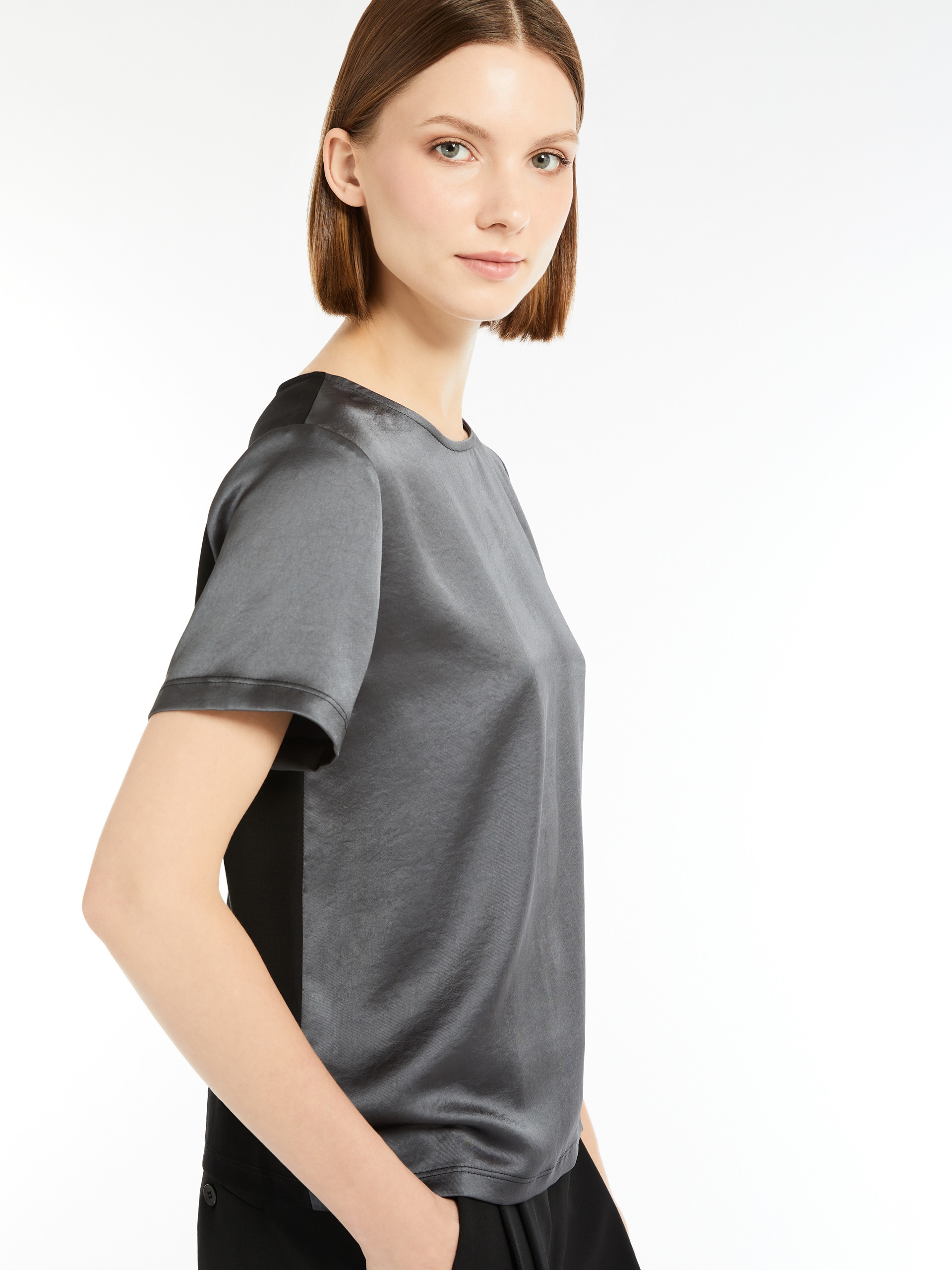 AMBURGO Satin and jersey T-shirt - 5