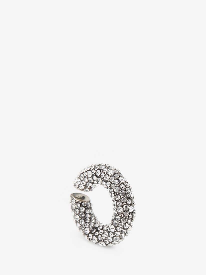Women's Pave Round Ear Hook in Antique Silver - 5