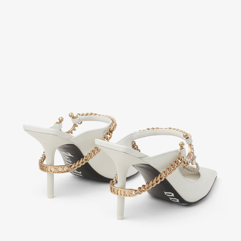 Jimmy Choo / Jean Paul Gaultier Bing 90 Optical White Calf Leather Mules with Jewellery 7
