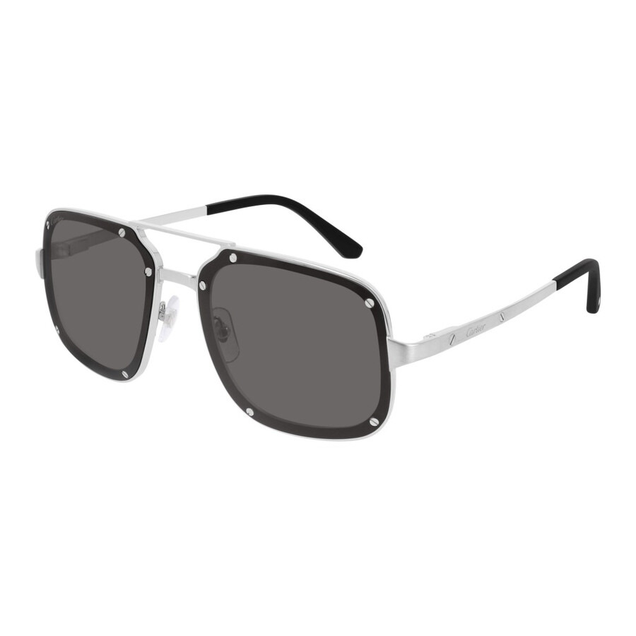 Cartier Santos de Cartier Grey Navigator Men's Sunglasses CT0194S 001 58 - 1
