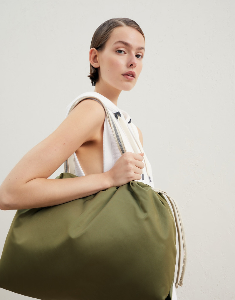 Brunello Cucinelli Nylon shopper bag with shiny handles outlook