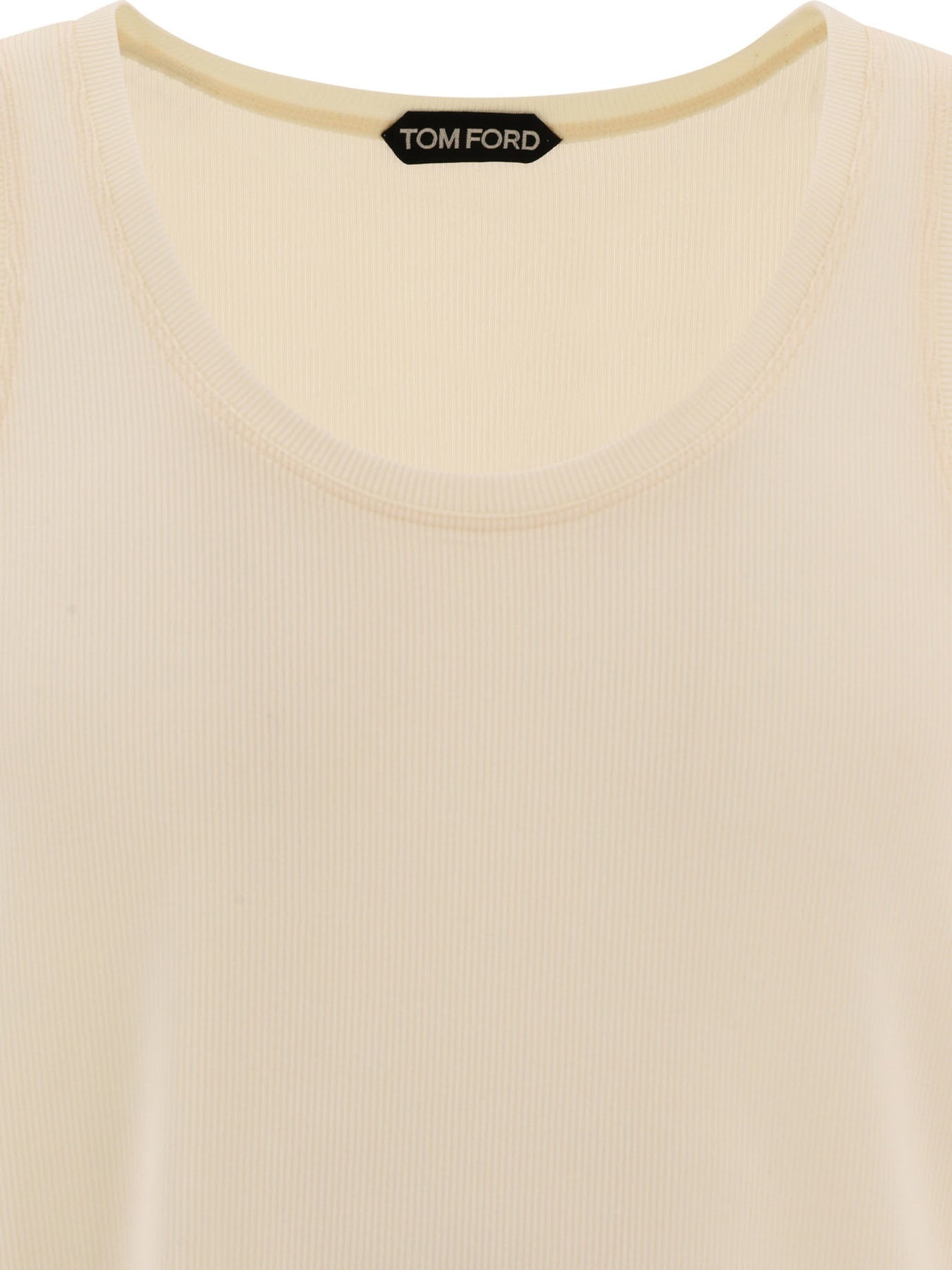 Ribbed Tank Top T-Shirts Beige - 3