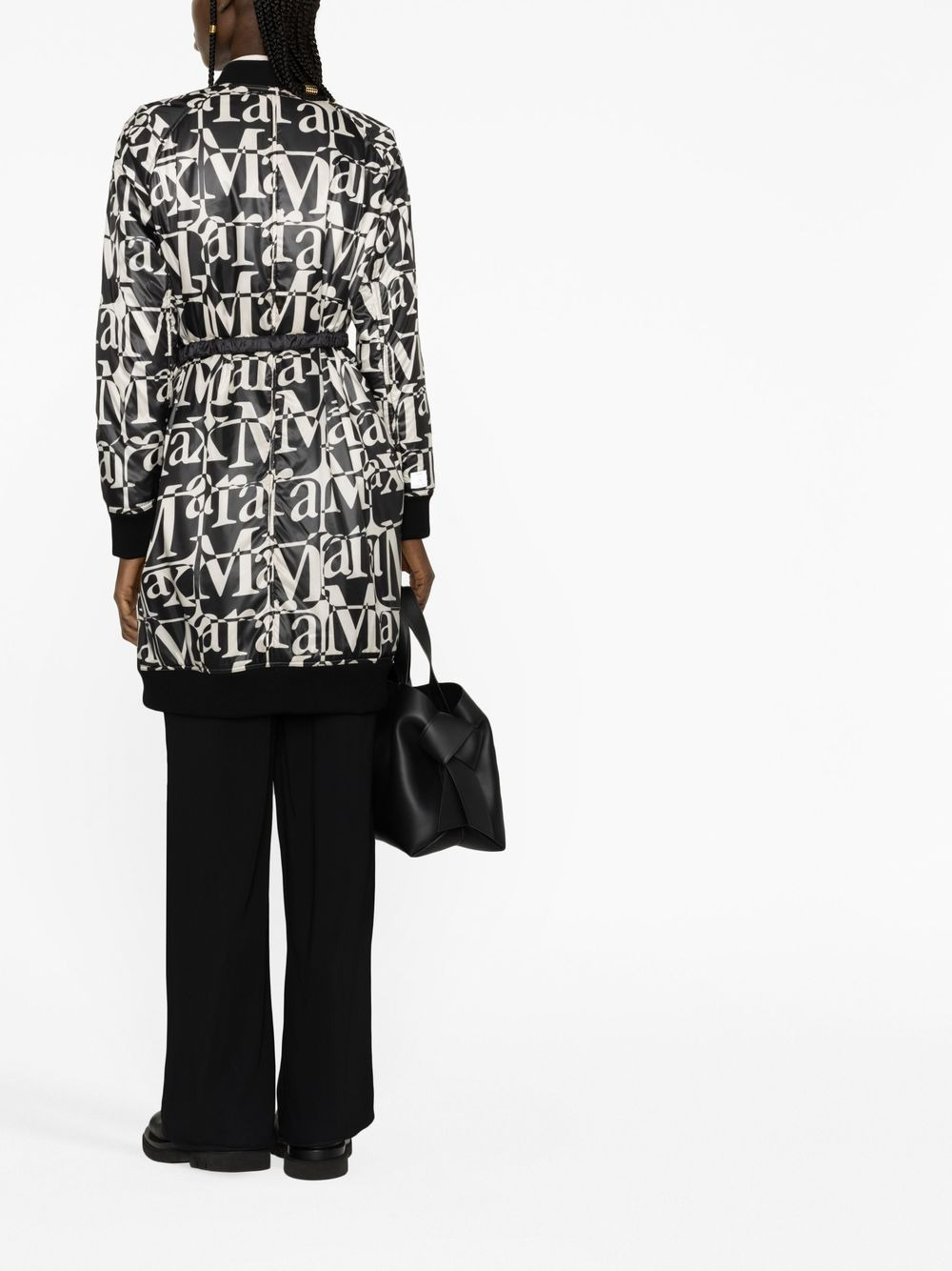 logo-print belted coat - 4
