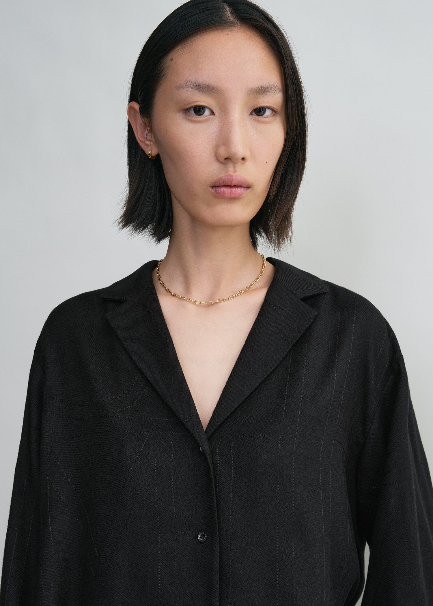 Monogram flannel pj top black - 5