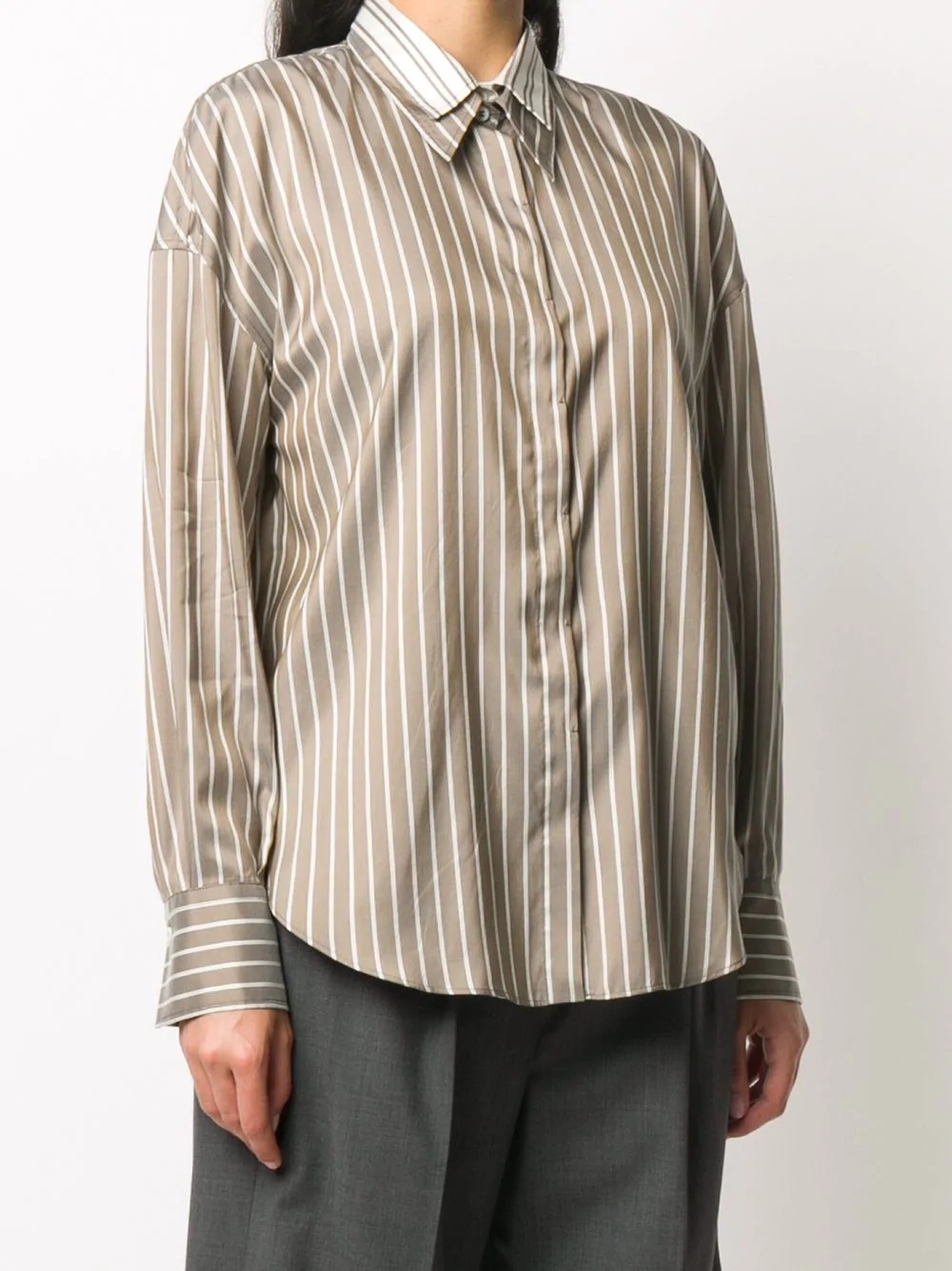 double-collar striped shirt - 3