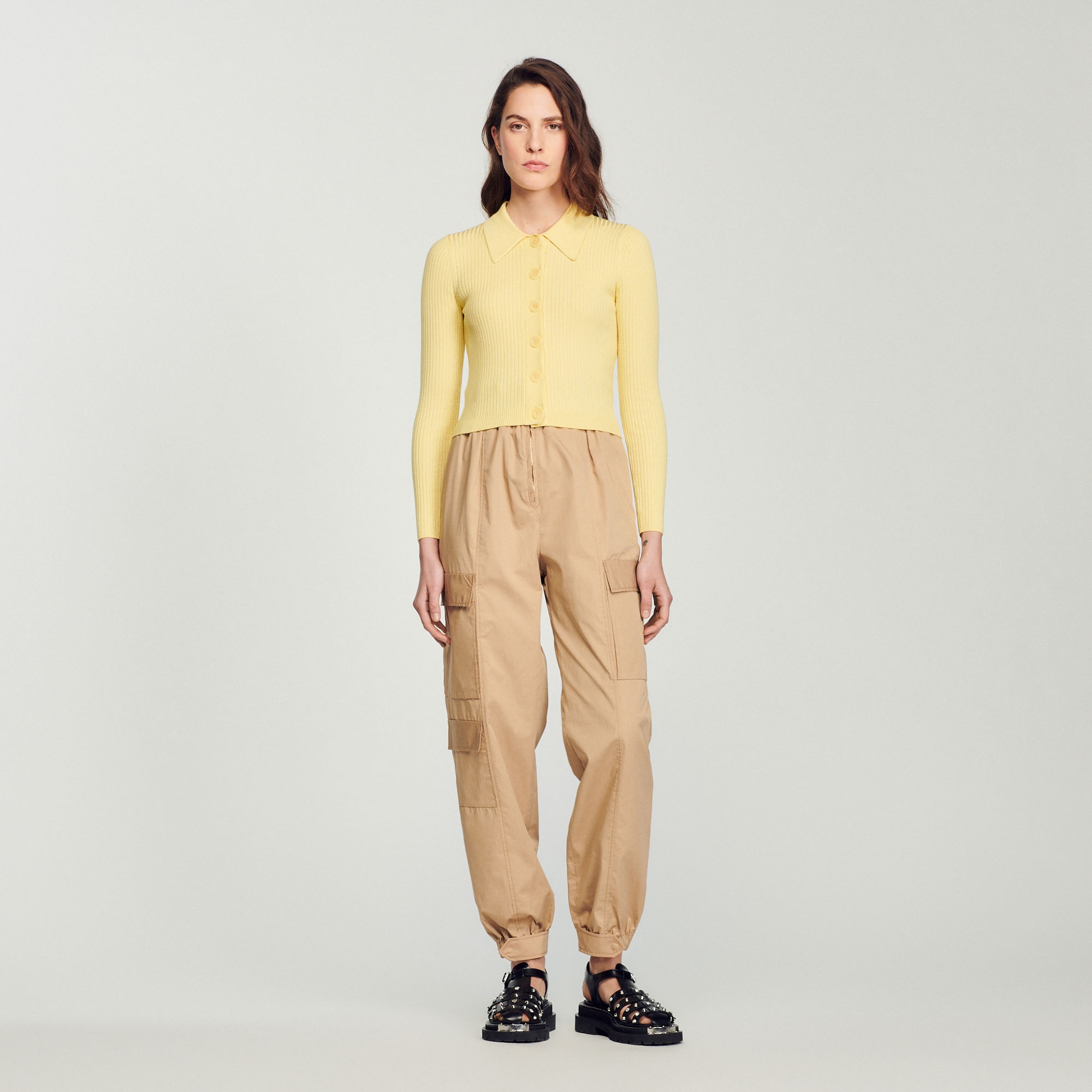 Cropped ribbed cardigan - 3