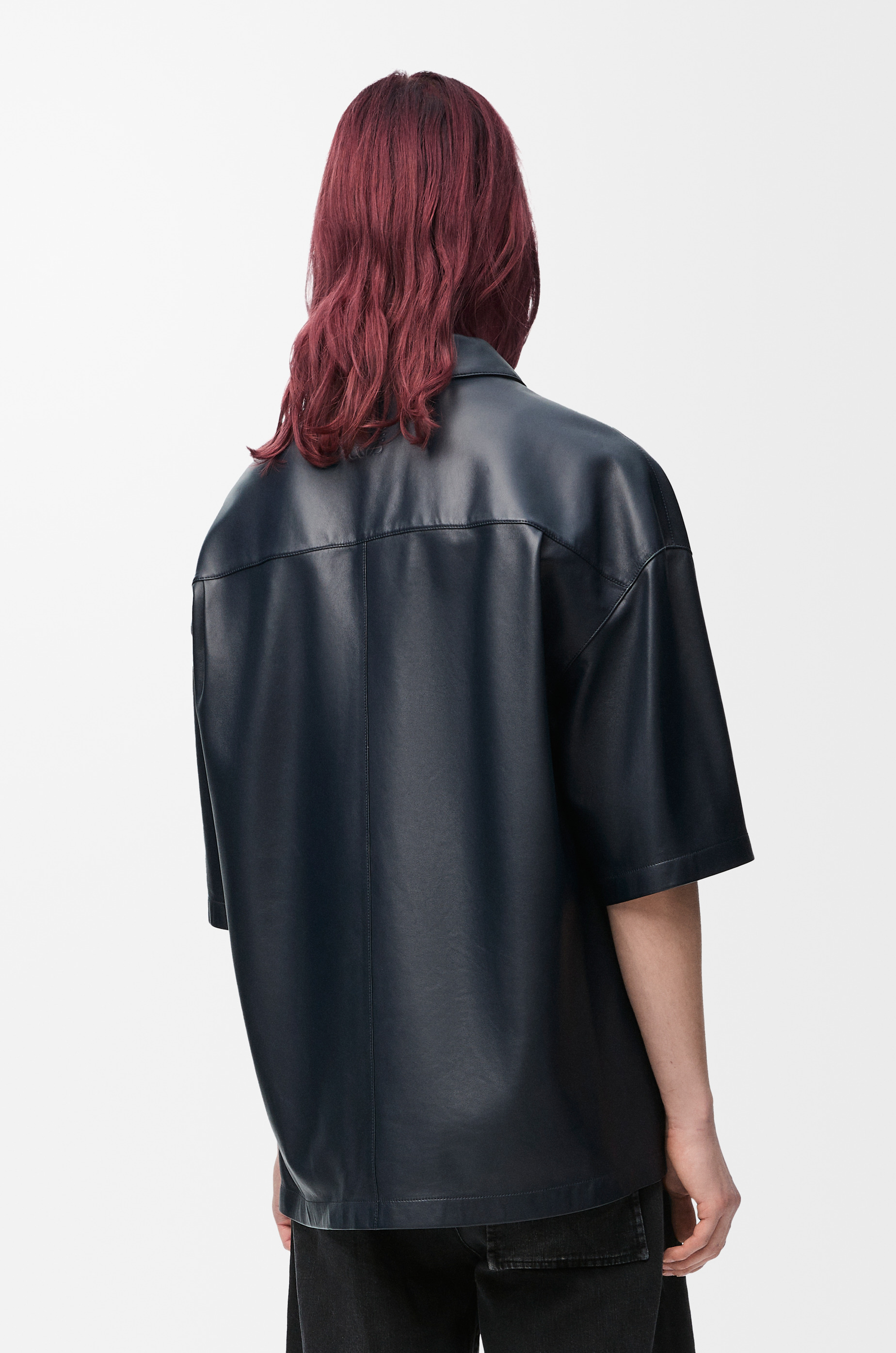 Short sleeve shirt in nappa lambskin - 4