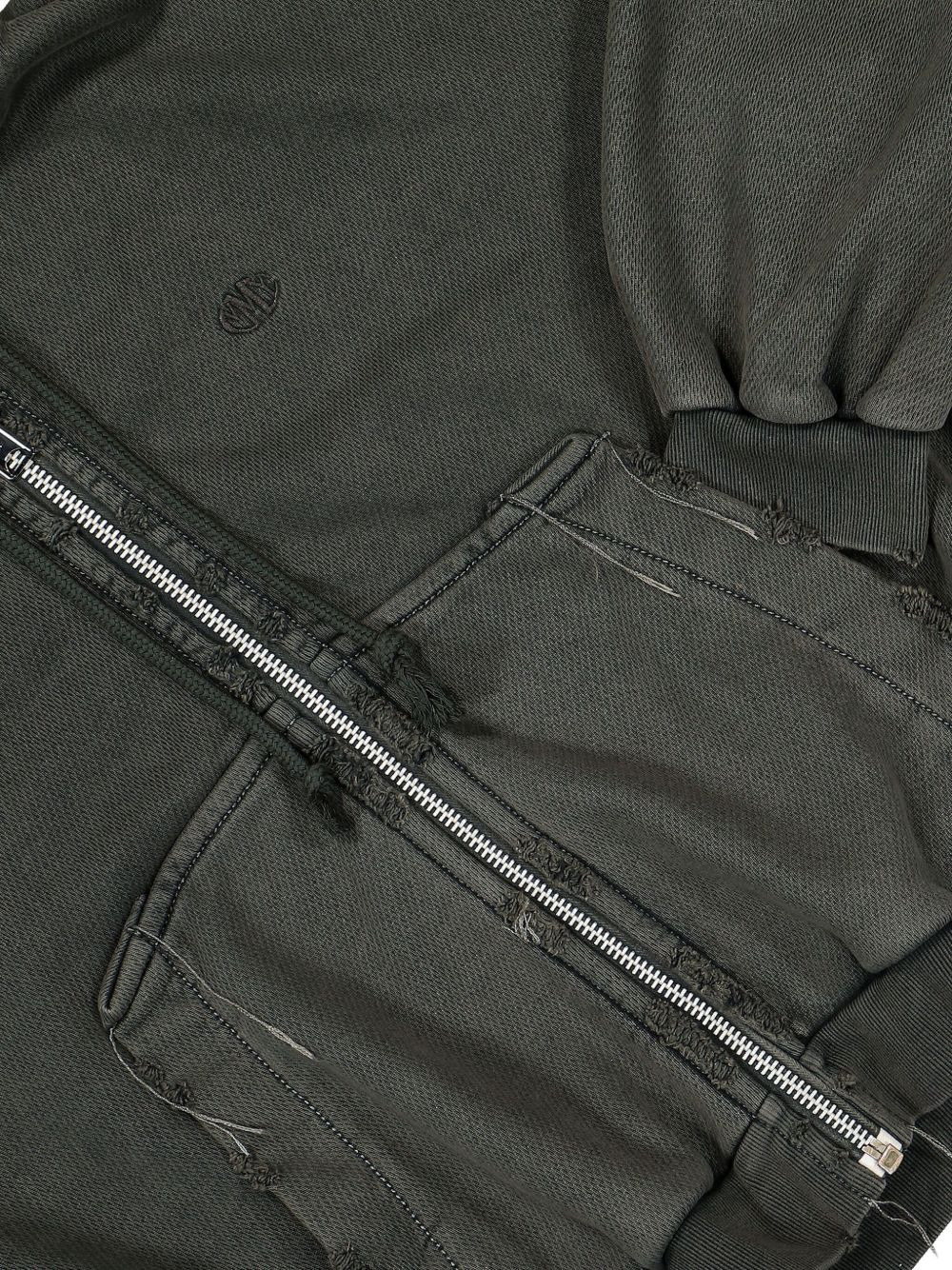 frayed zip-up hoodie - 3