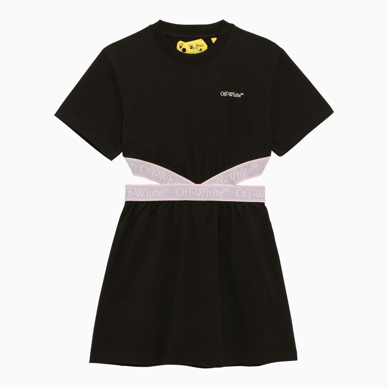 Black cotton dress with Bookish logo - 1