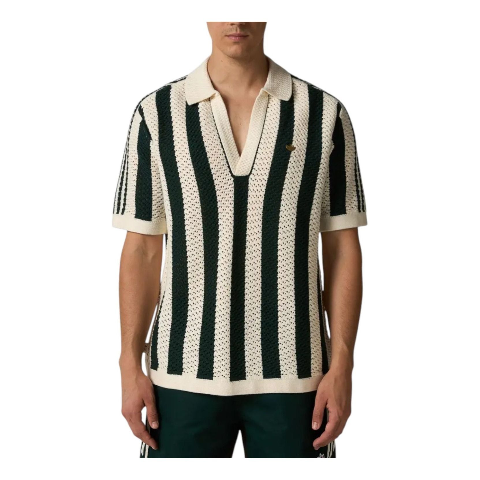 adidas x CLOT by Edison Chen Knit Polo Shirt 'Dark Green' JP1615 - 2