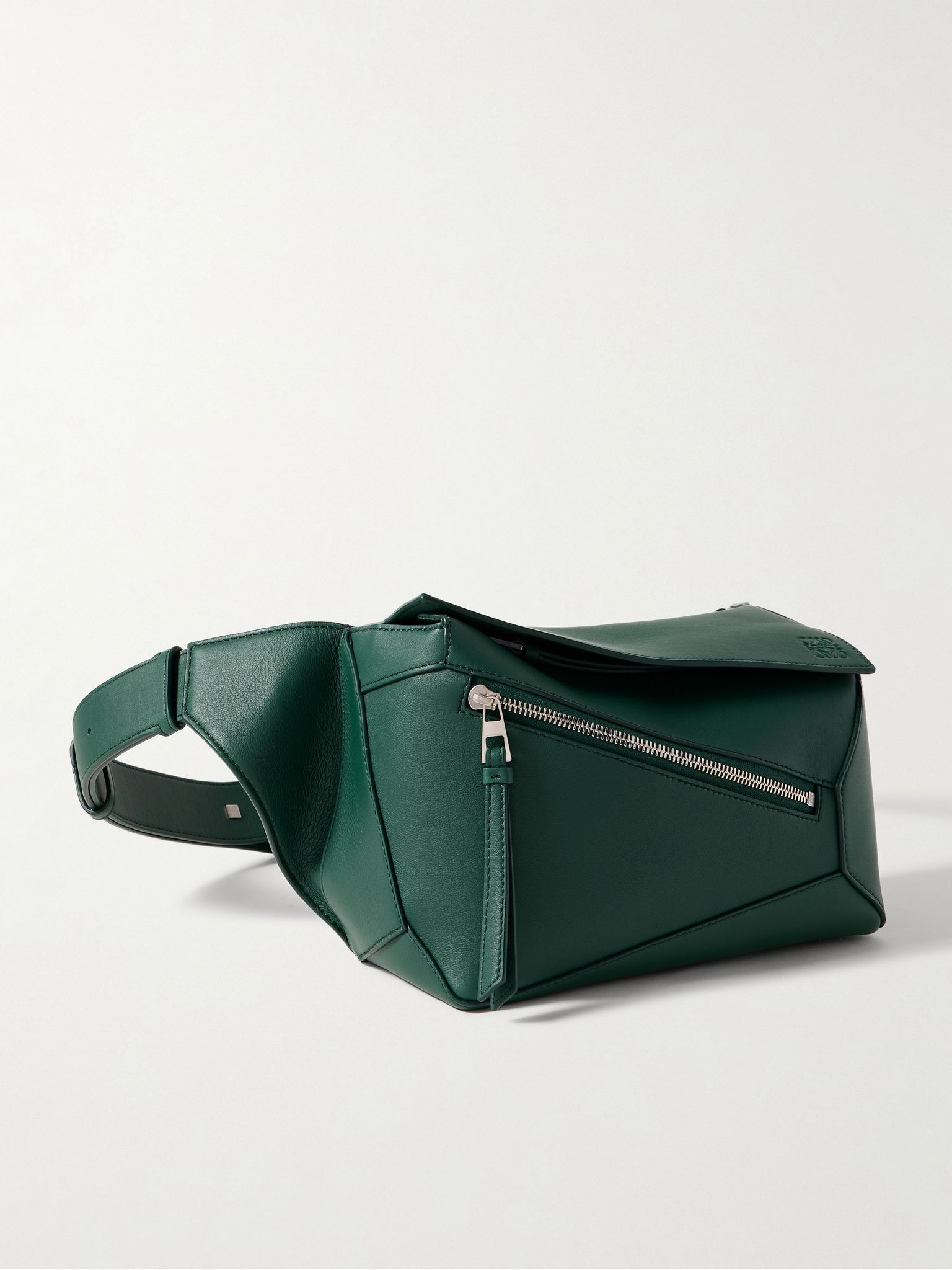 Puzzle Edge Small Leather Belt Bag Emerald - 1