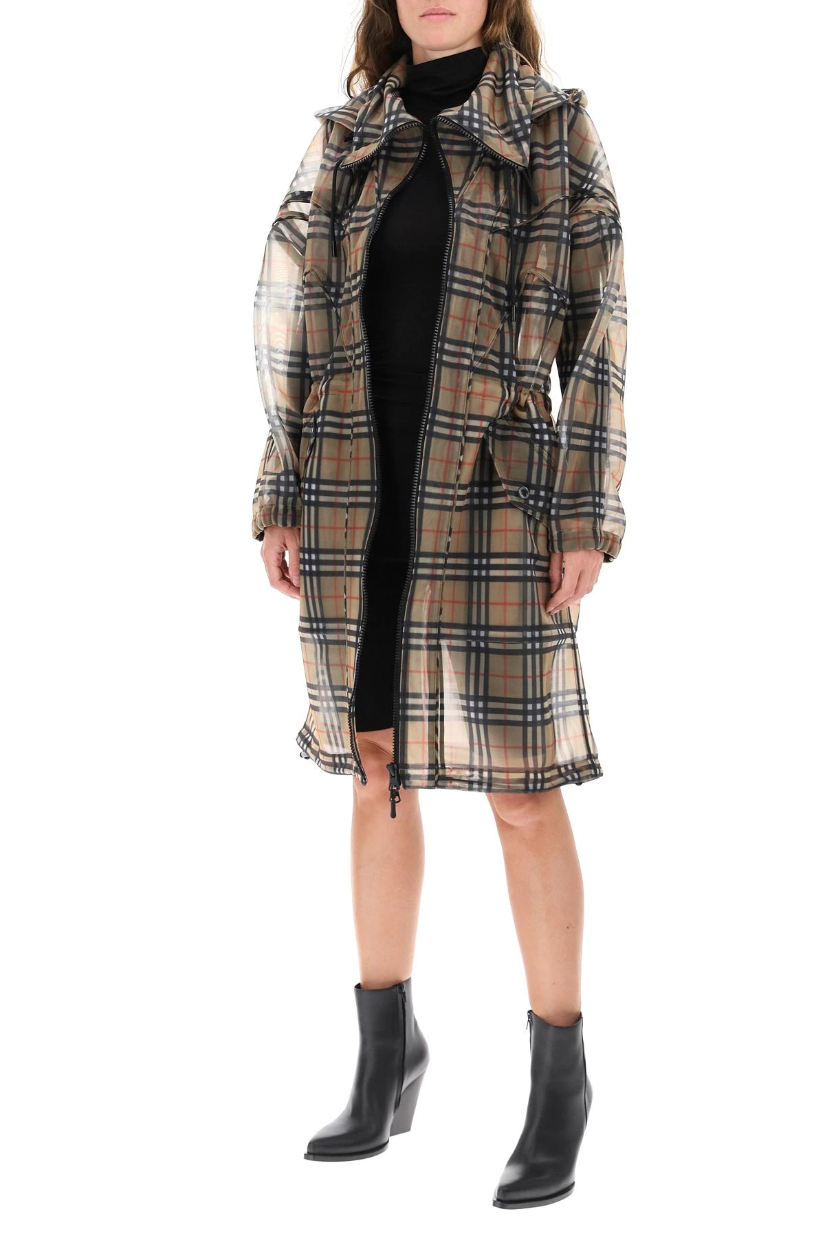 VINTAGE CHECK NYLON MESH PARKA - 2