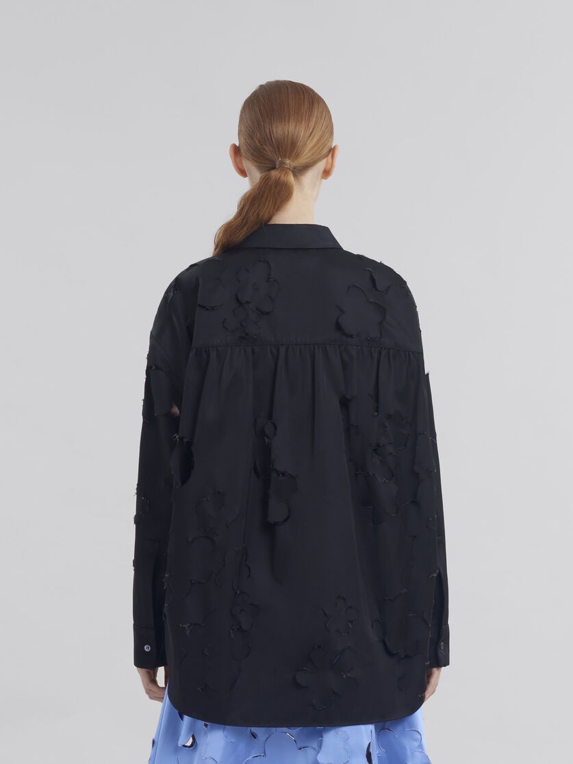 BLACK DUCHESS SATIN SHIRT WITH CUT OUT DETAIL - 3