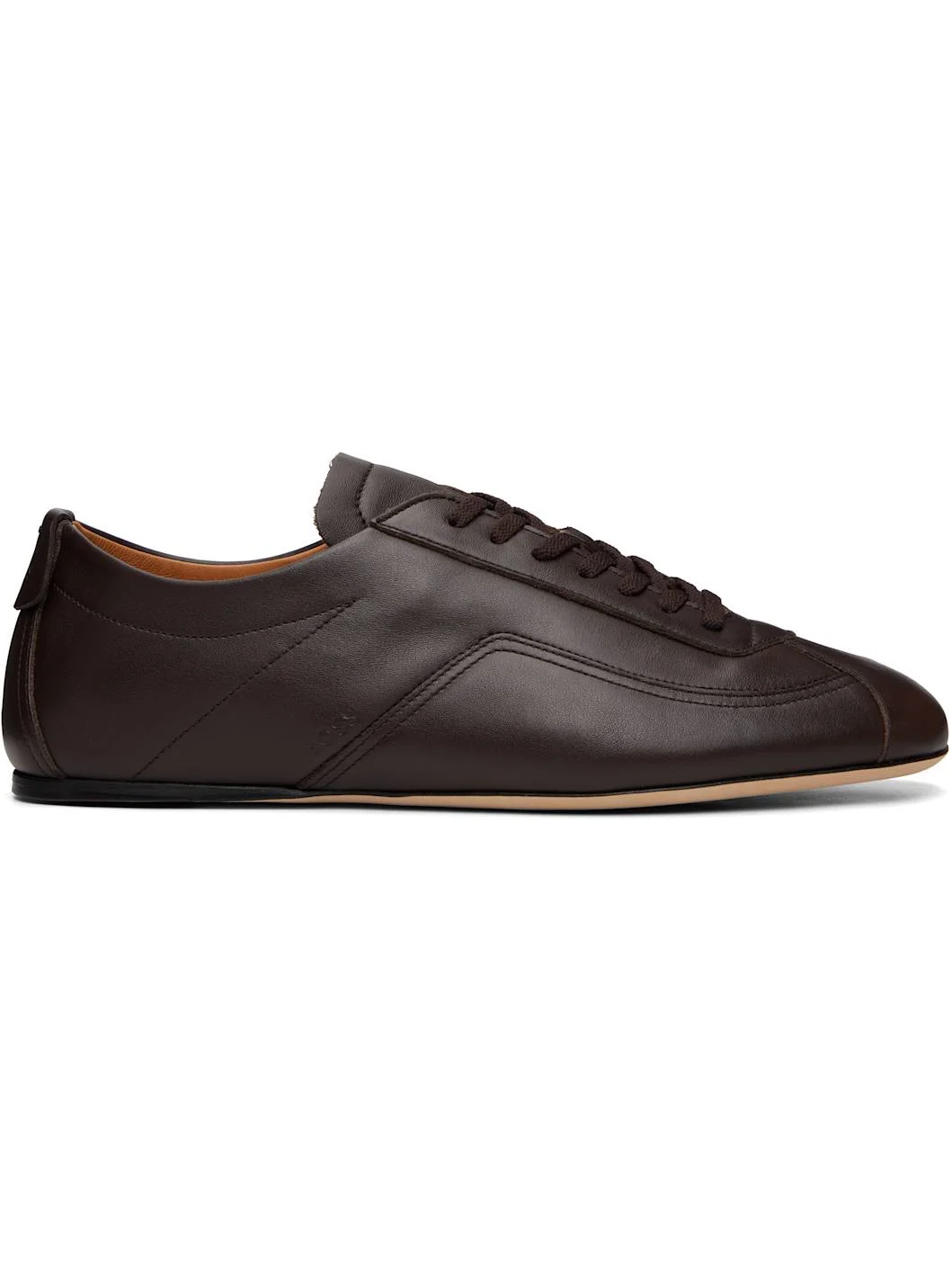 Brown Nappa-Leather Debossed Logo Sneakers - 1