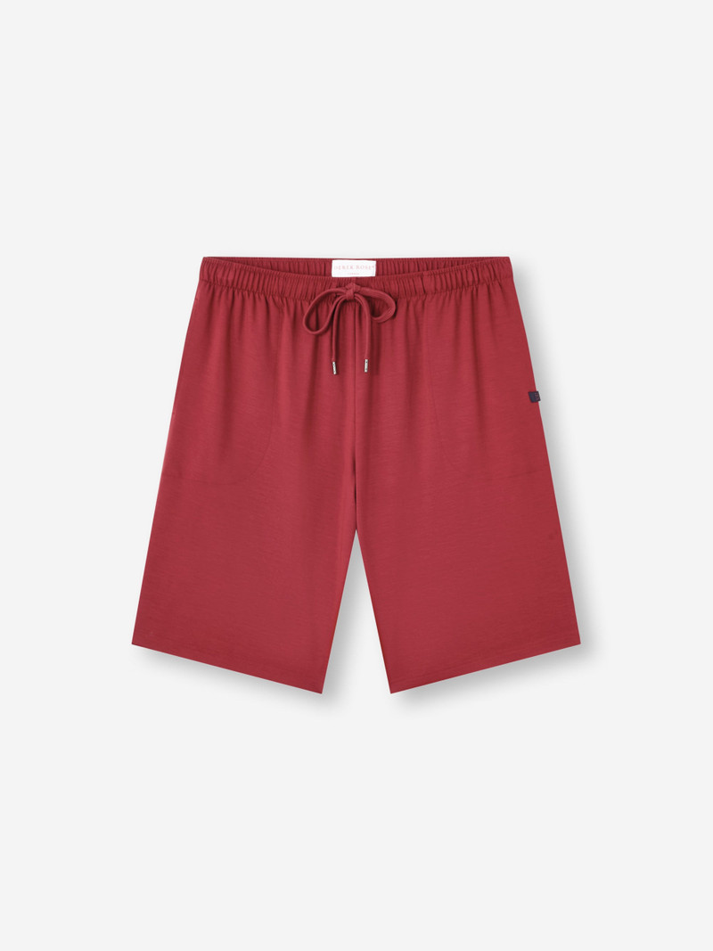 Derek Rose Men's Lounge Shorts Basel Micro Modal Stretch Rustic Red outlook