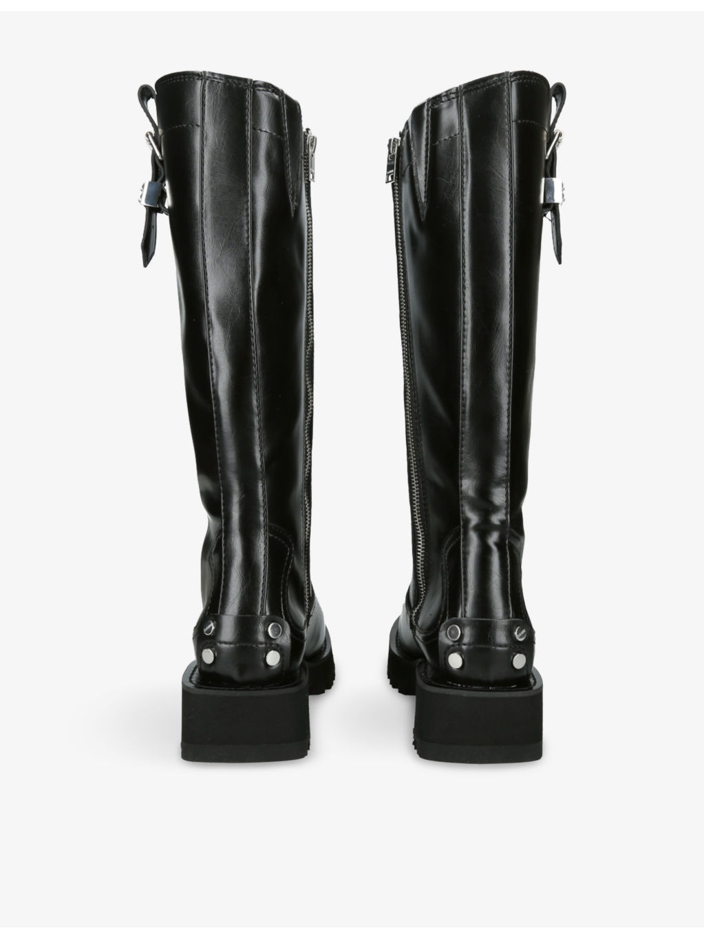 Studs High Crinkle Faux-Leather Boots - 2