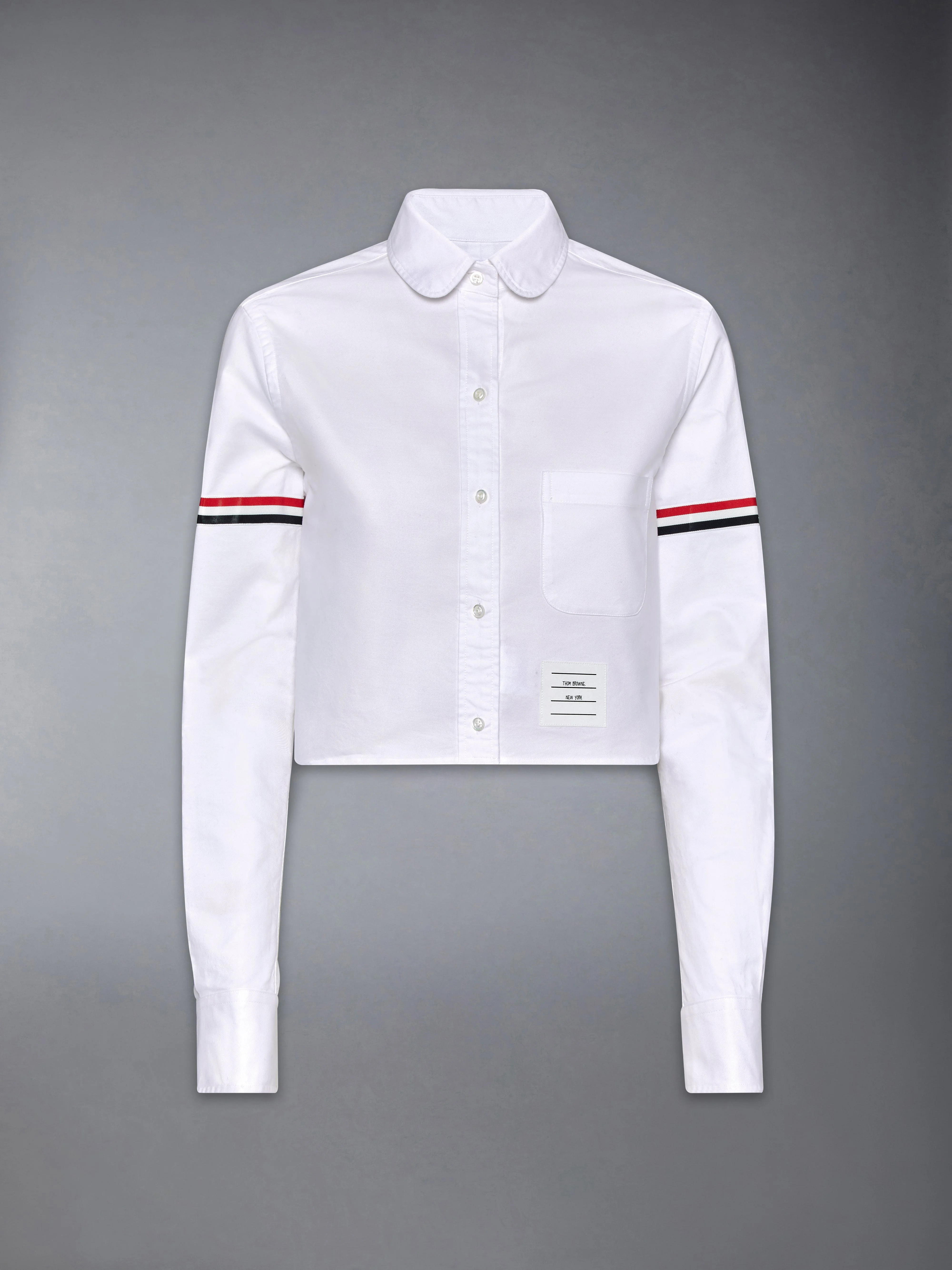 OXFORD ARMBAND CROPPED ROUND COLLAR SHIRT - 1