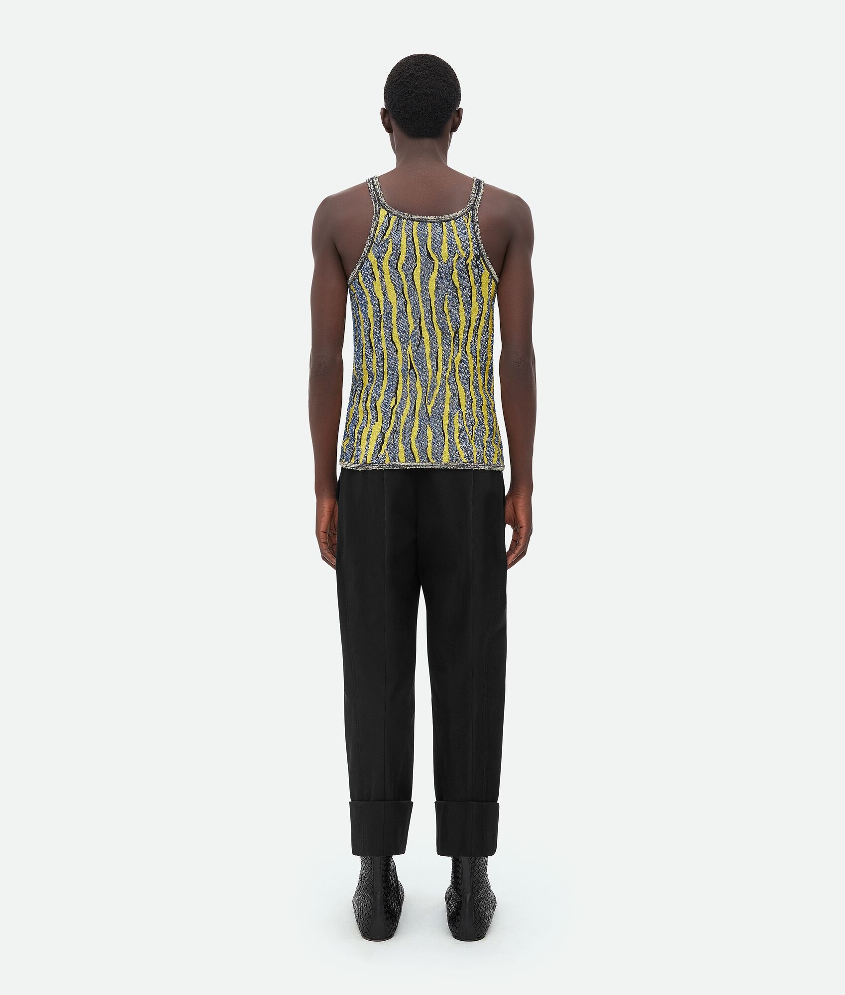 Slim Fit Viscose Jacquard Tank Top - 3