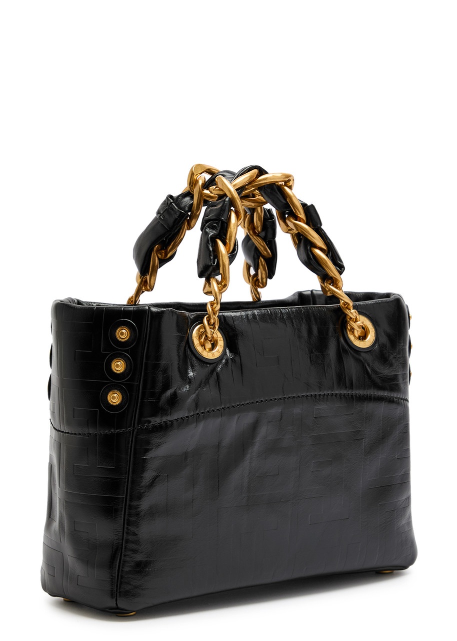 Balmain 1945 Small Glossed Leather Tote - 2