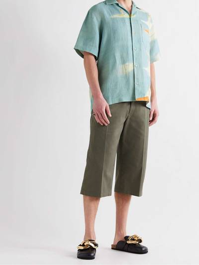 JW Anderson Camp-Collar Logo-Embroidered Printed Linen Shirt outlook