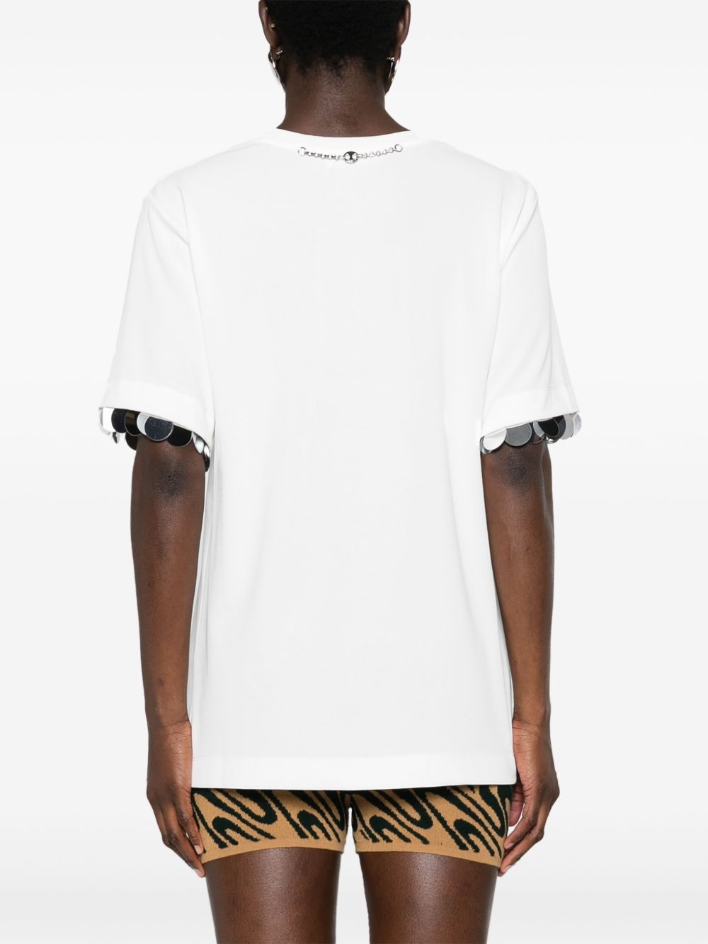 paillette-embellished crepe T-shirt - 4