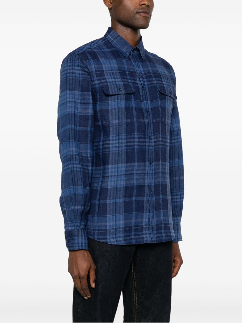 plaid linen shirt - 3