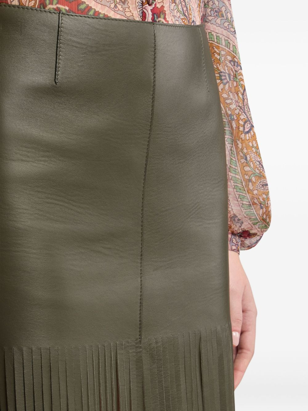 leather fringed mini skirt - 5