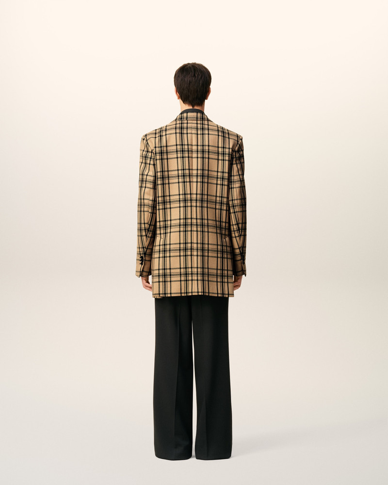 BROWN WOOL CHECKED LOOSE JACKET 5