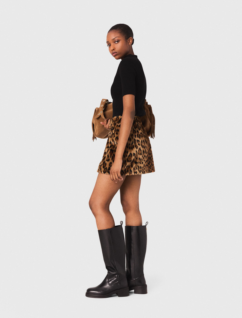Leopard faux fur mini skirt 3