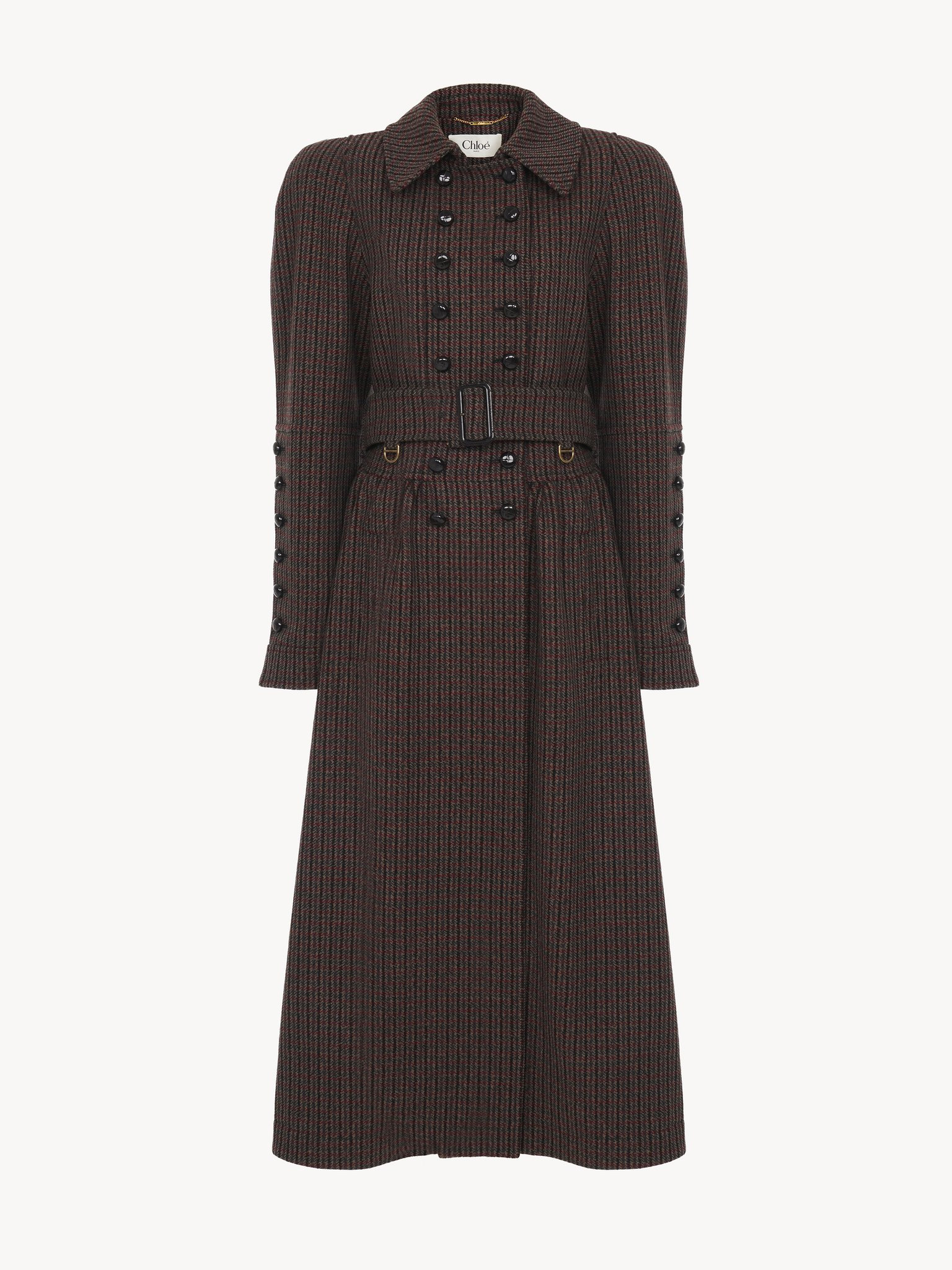 DOUBLE-BREASTED RIDING COAT IN HOUNDSTOOTH WOOL - 2