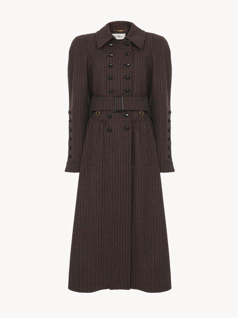 Chloé DOUBLE-BREASTED RIDING COAT IN HOUNDSTOOTH WOOL outlook