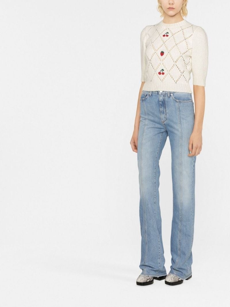 fruit-embroidered pointelle knit jumper - 4