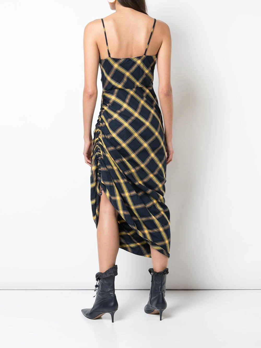 plaid asymmetric slip dress - 4