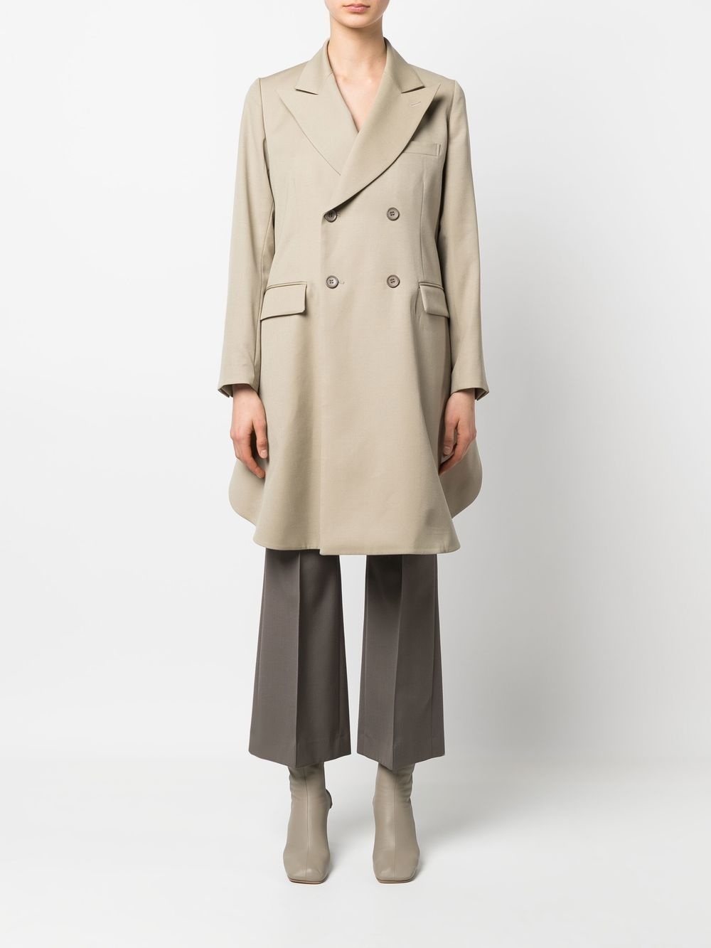 double-breasted high-low coat - 3