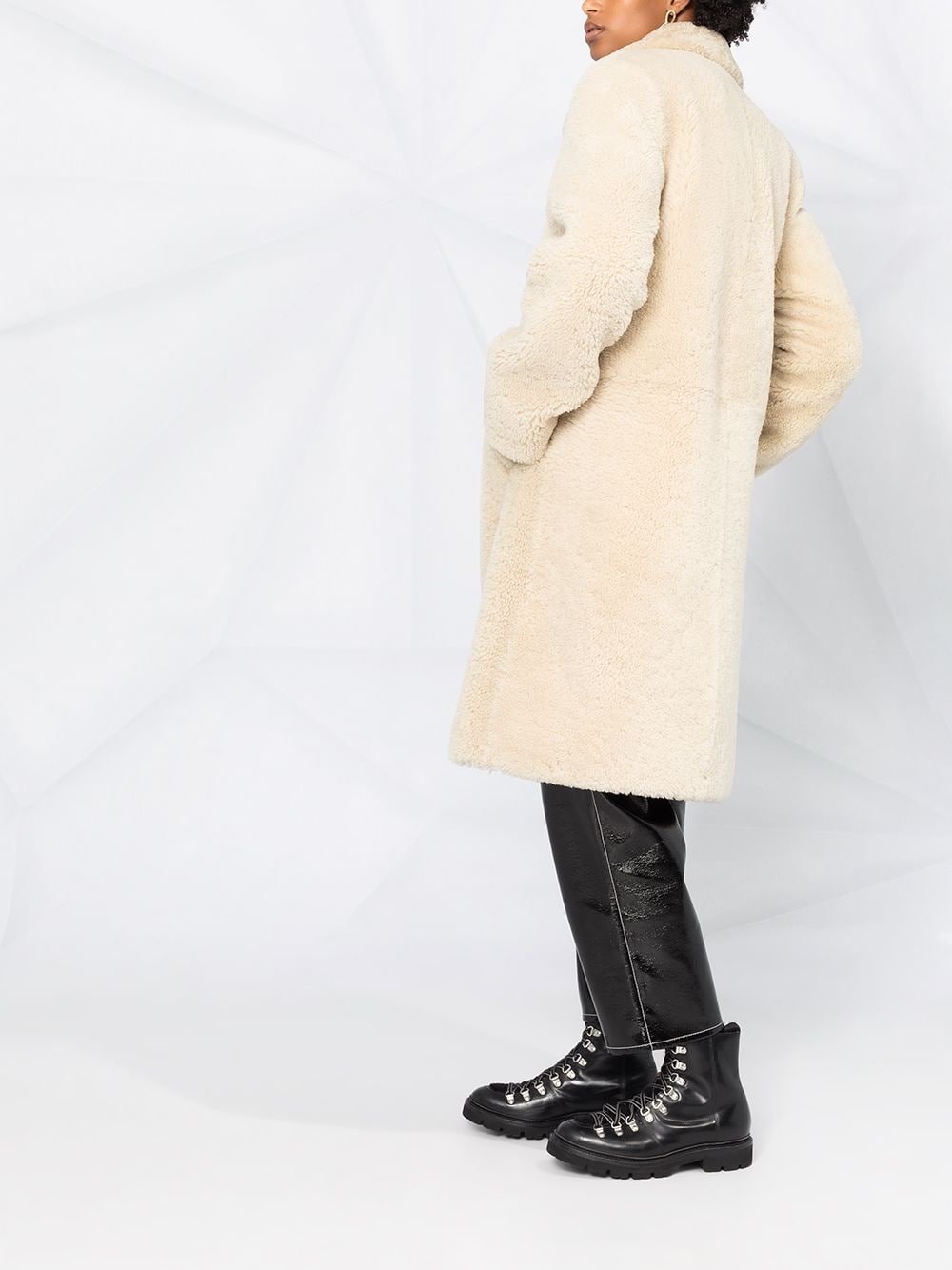 single-breasted shearling coat - 4