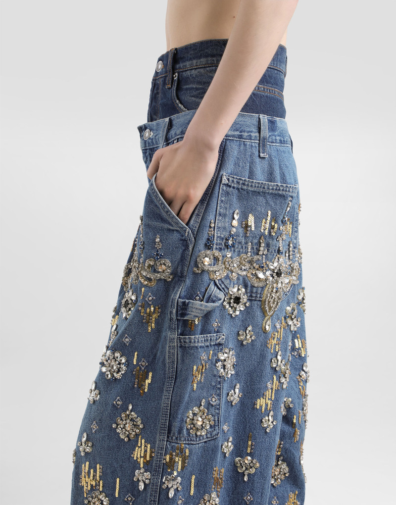 5-pocket embroidered denim jeans 6