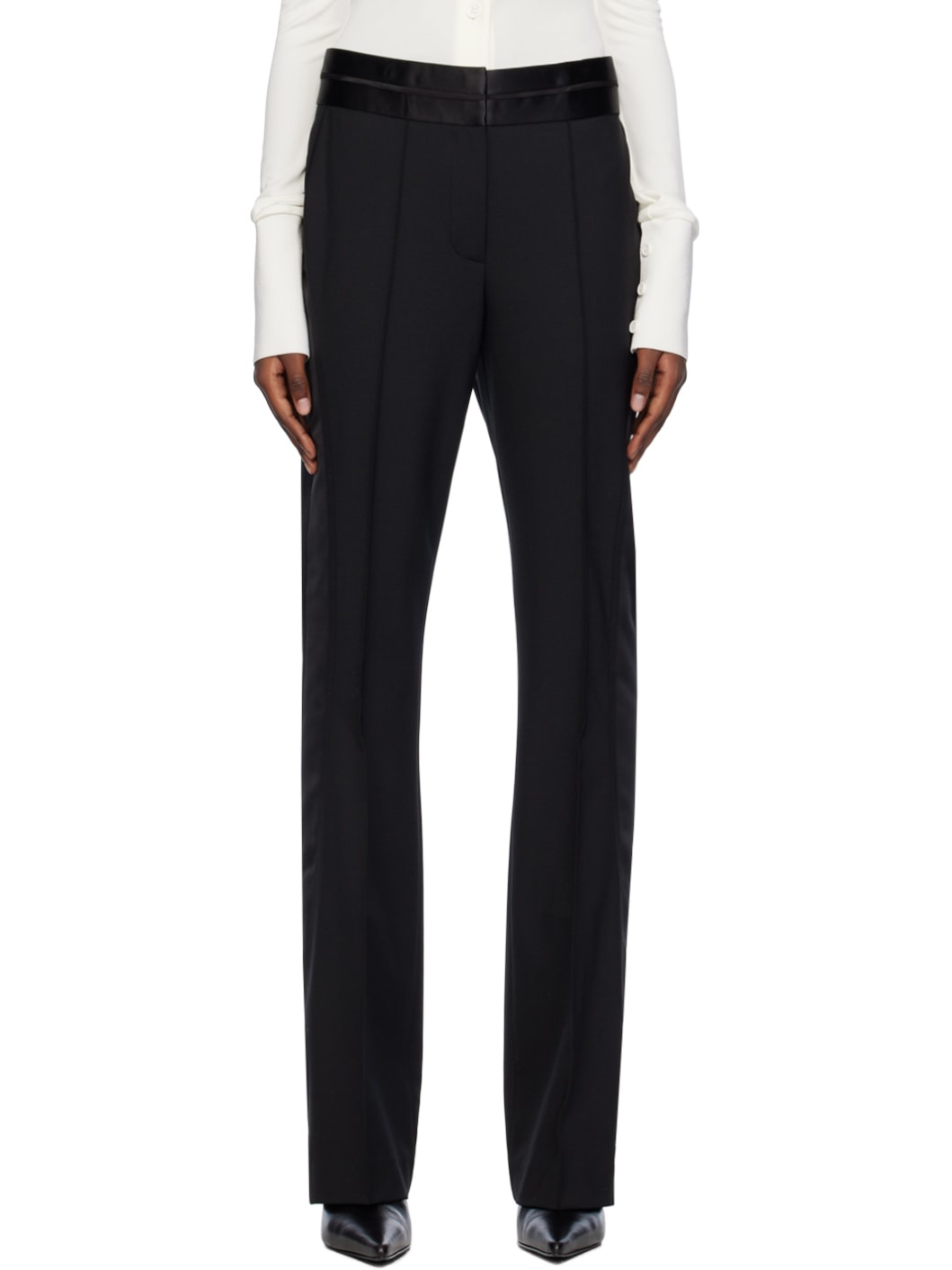 Black Seamed Bootcut Trousers - 1