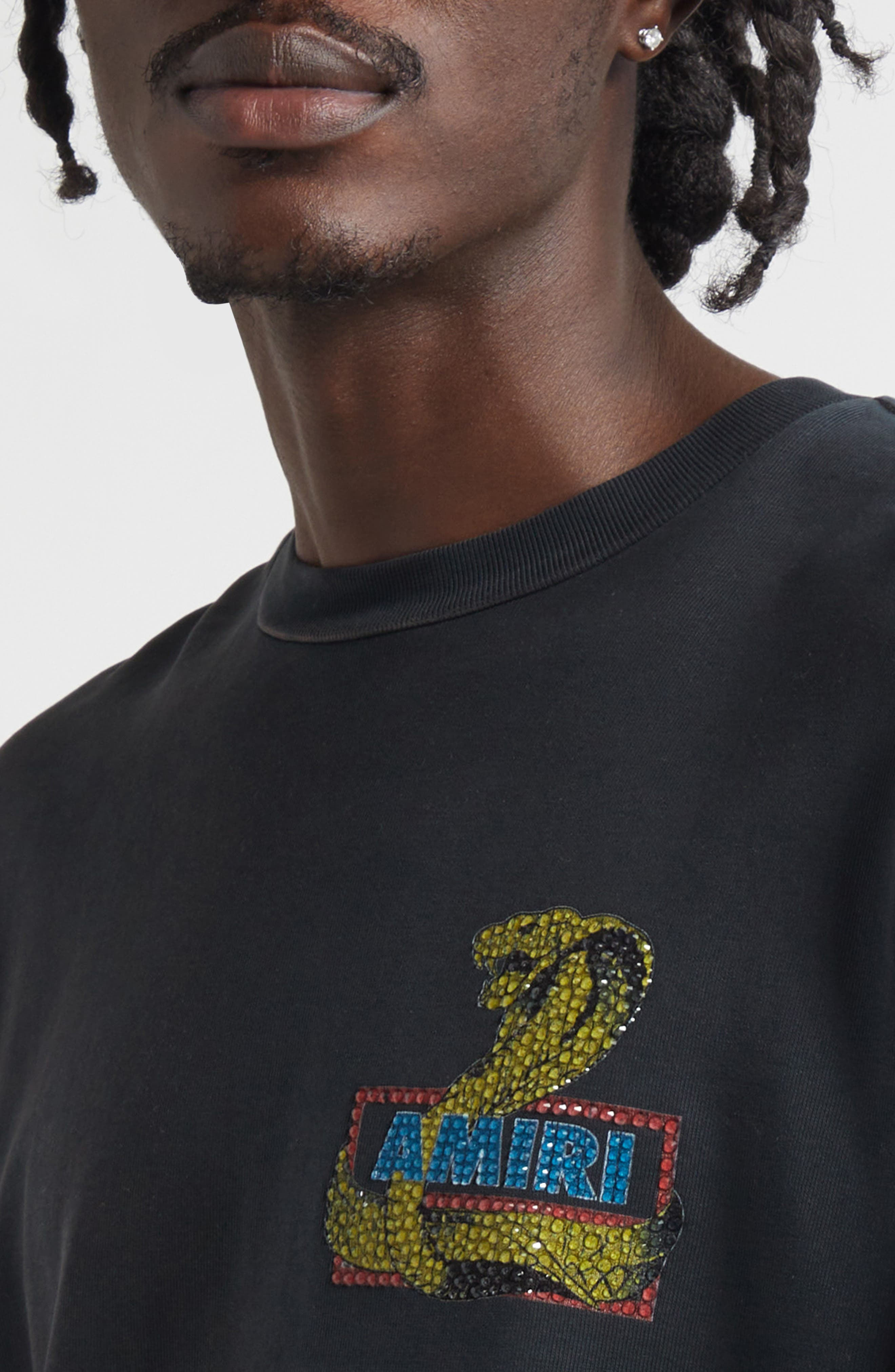 AMIRI Crystal Cobra Oversize Graphic T-Shirt in Black at Nordstrom - 4