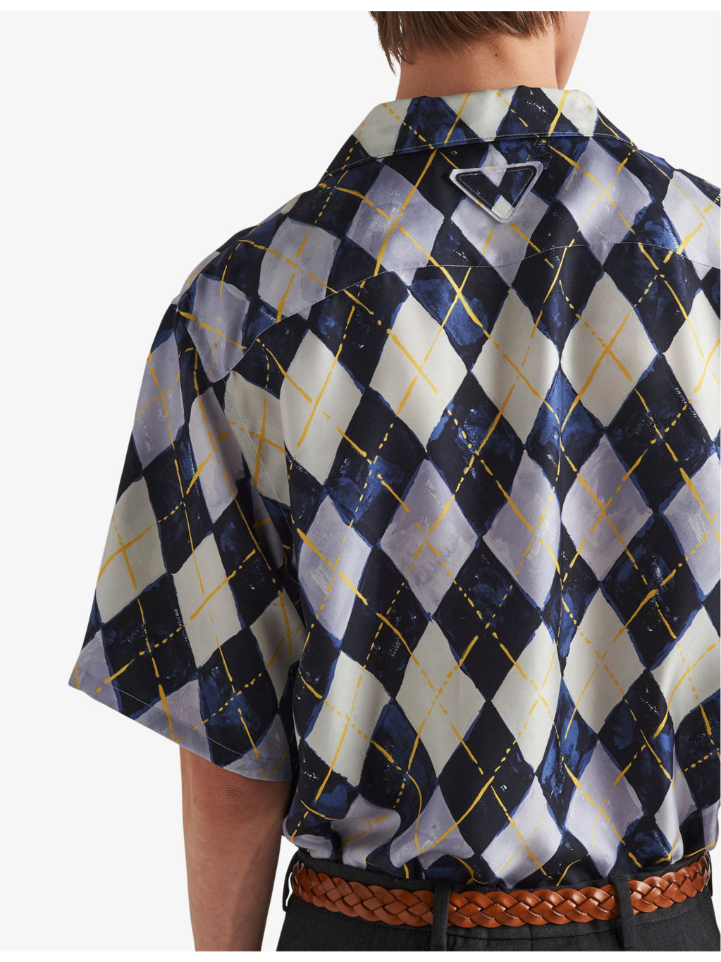 Argyle-patterned relaxed-fit silk-twill shirt - 5