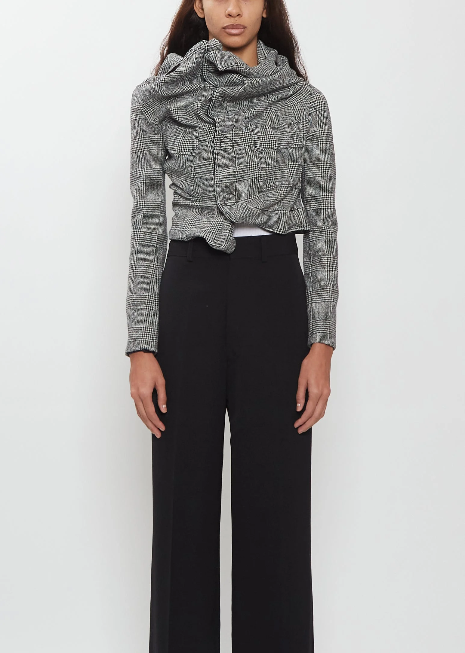 Wool Blend Glen Check Stretch Jacket - 1