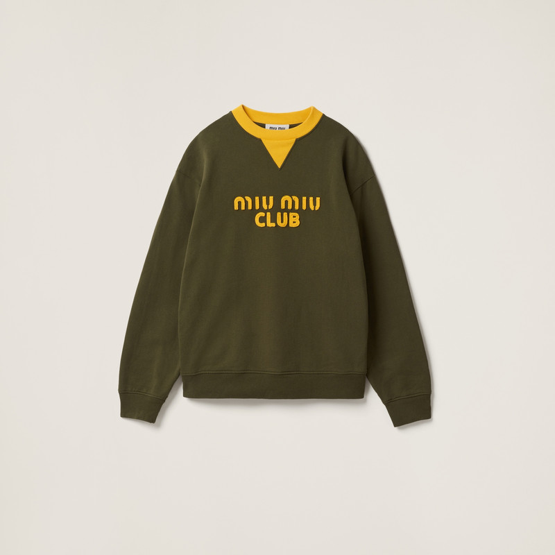 Cotton fleece sweatshirt with embroidered logo 1