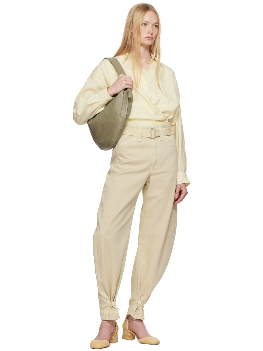 Yellow Straight Collar Twisted Shirt - 5