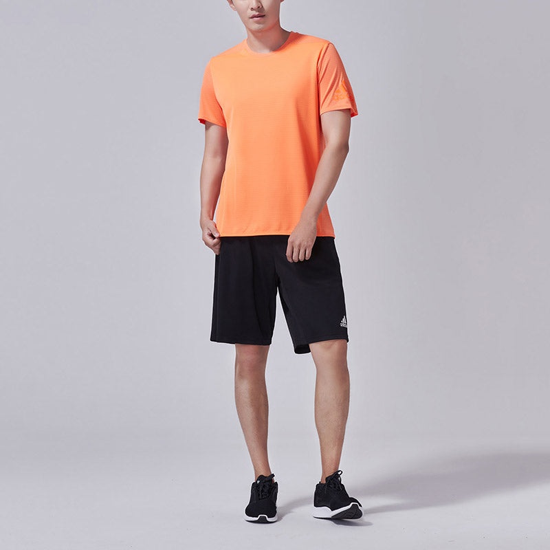 Men's adidas Solid Color Quick Dry Athleisure Casual Sports Short Sleeve Orange T-Shirt CW4057 - 3