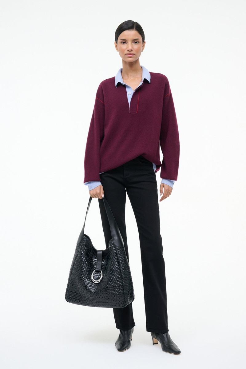 STAUD MAYA HOBO BAG BLACK WOVEN 6