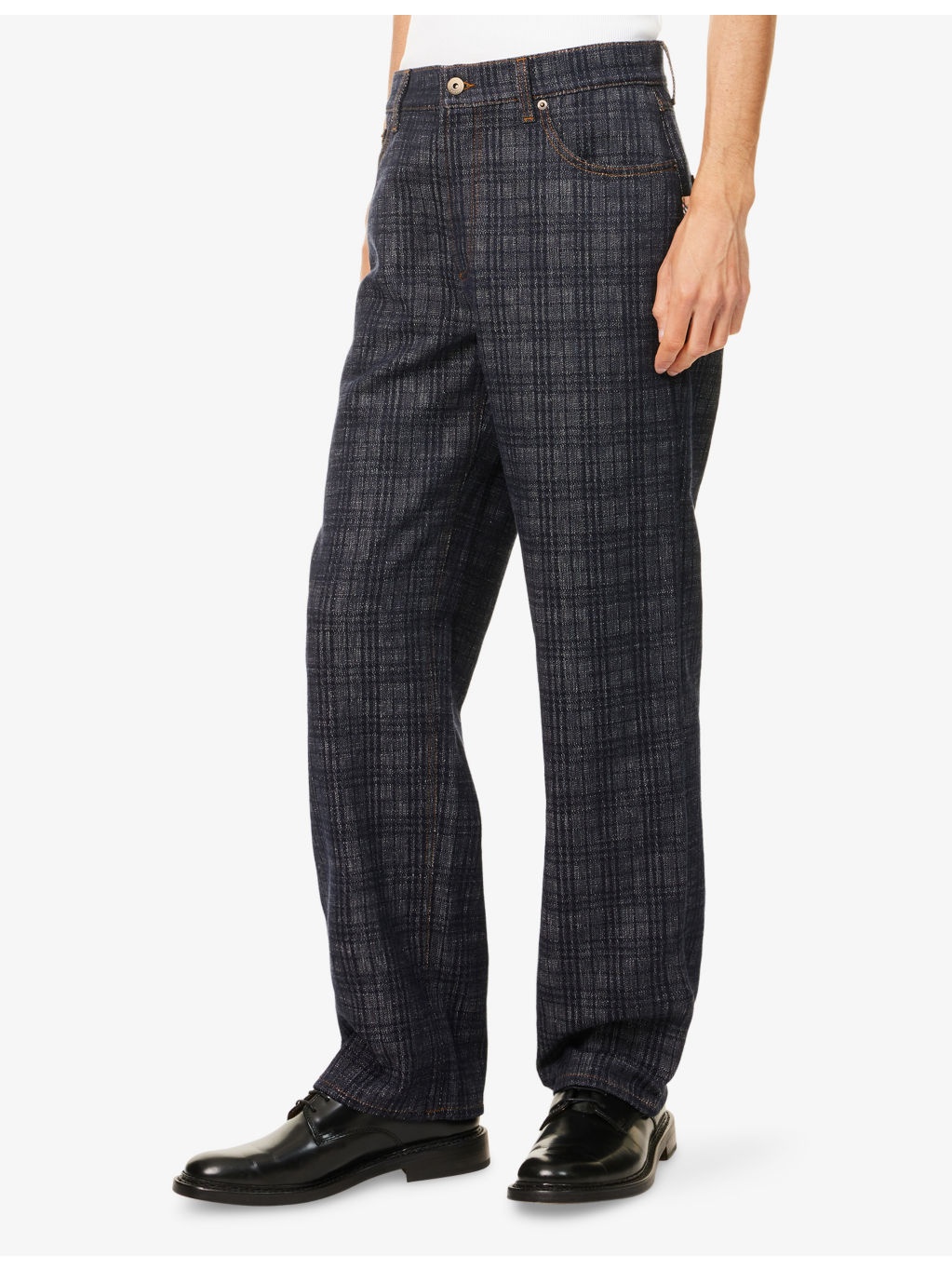 Check-Print Straight-Leg Denim Jeans - 3